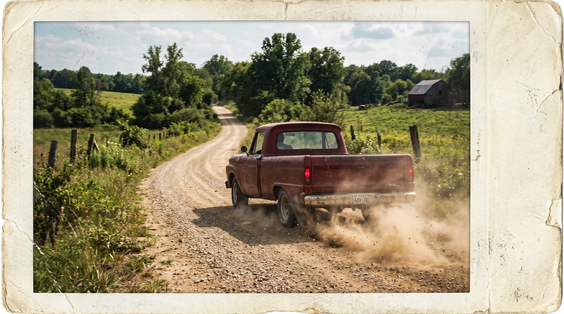 Old country truck on a rural road